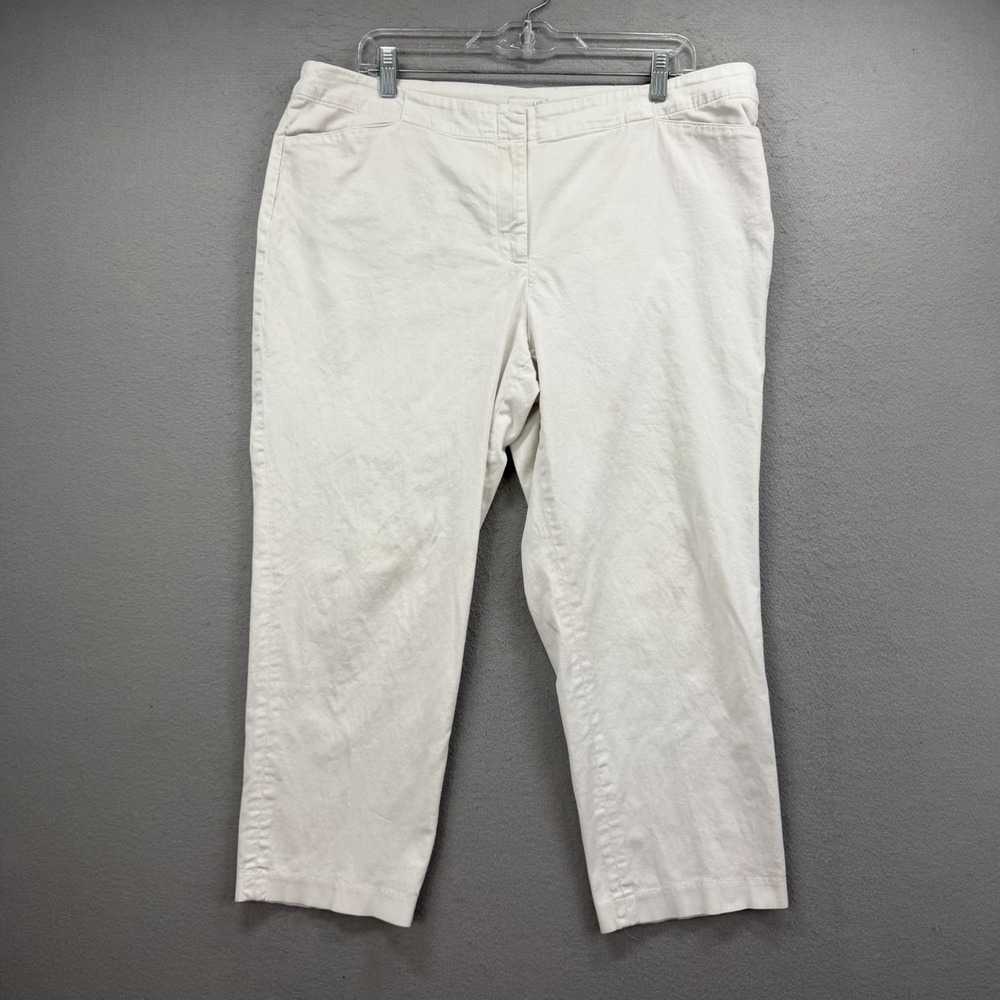 J.Jill Pants Women's Size 16 L White Crop Capri Cotton Twill Flat Front Straight